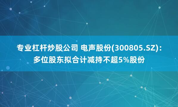 专业杠杆炒股公司 电声股份(300805.SZ)：多位股东拟合计减持不超5%股份